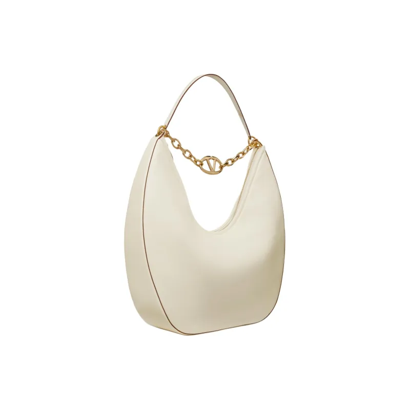 Valentino Vlogo Moon Nappa Leather Handbag Shoulder Bag Large Size Women's White-1