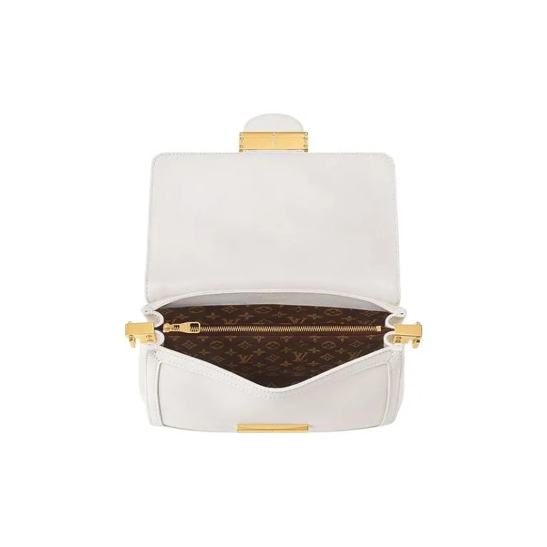 LOUIS VUITTON Dauphine Leather Shoulder Bag Crossbody Bag Medium Size Women's White-3