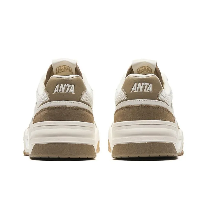 Anta Flame 5 Slip Resistant Low Top Skateboard Shoes Men's White Brown-3