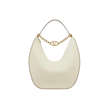 Valentino Vlogo Moon Nappa Leather Handbag Shoulder Bag Large Size Women's White