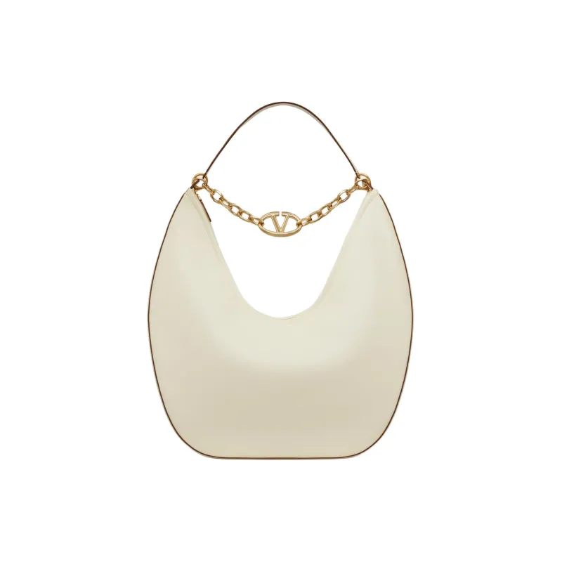 Valentino Vlogo Moon Nappa Leather Handbag Shoulder Bag Large Size Women's White-0