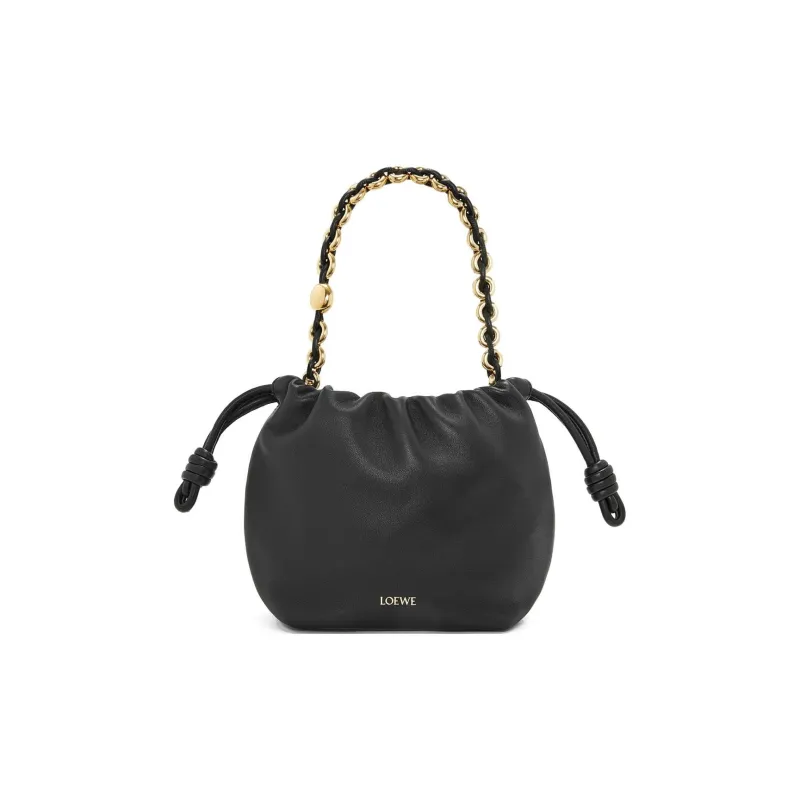 LOEWE Flamenco Nappa Sheepskin One Shoulder Crossbody Clutch Mini Women's Black-1