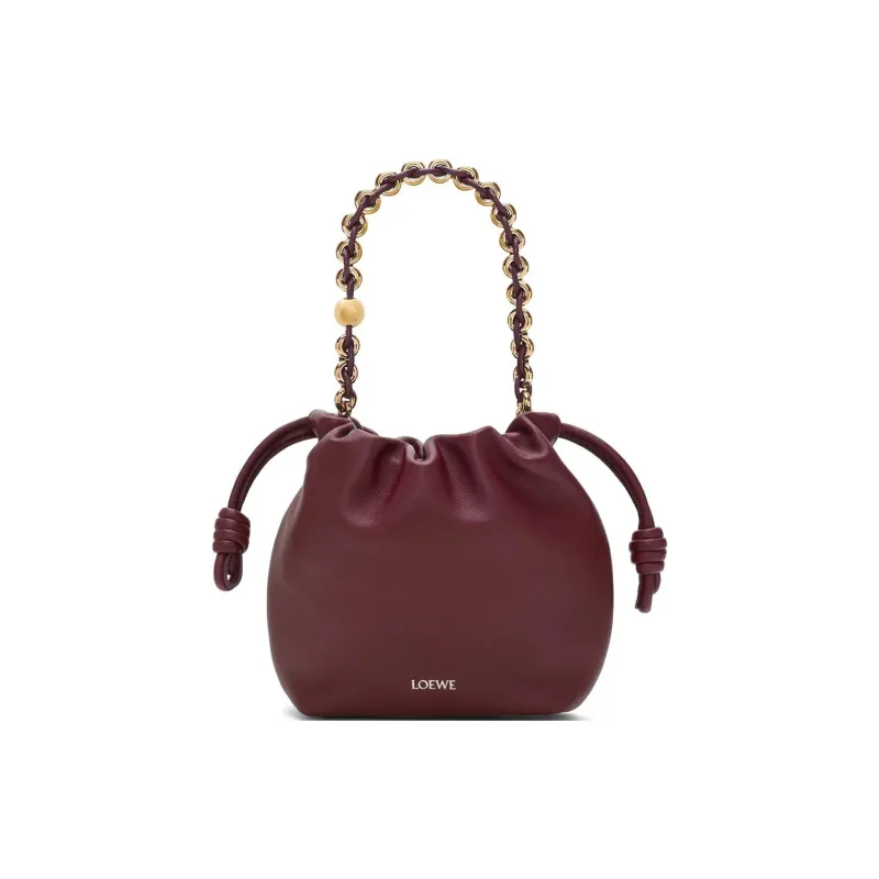 LOEWE Flamenco Nappa Sheep Leather One Shoulder Crossbody Clutches Mini Women's Deep Burgundy Red-1