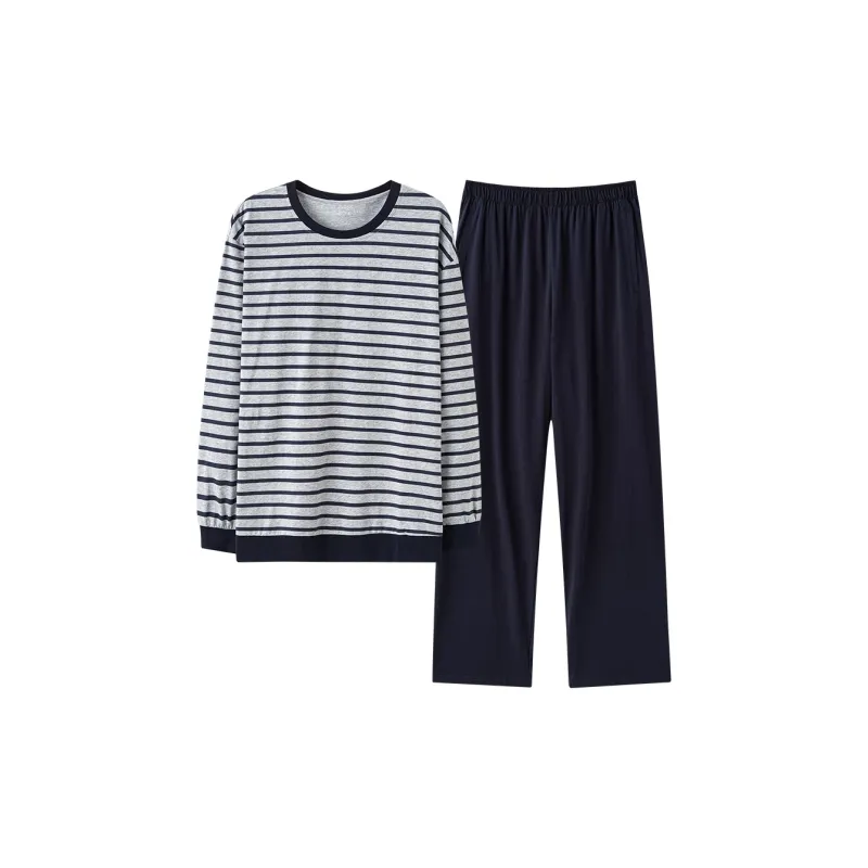 MIIOW Pajama Set Men's Striped Gray-0