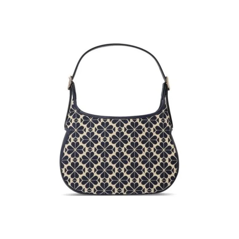Kate Spade Flower Jacquard With Cow Leather Shoulder Bag, Handbag, Shoulder Bag Women's Blue & Black-2