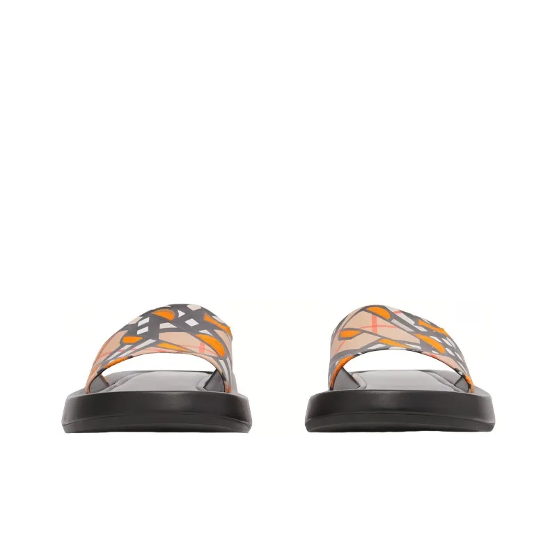 Burberry Monogram Quiet Slide Slippers Women's Bright Orange-3