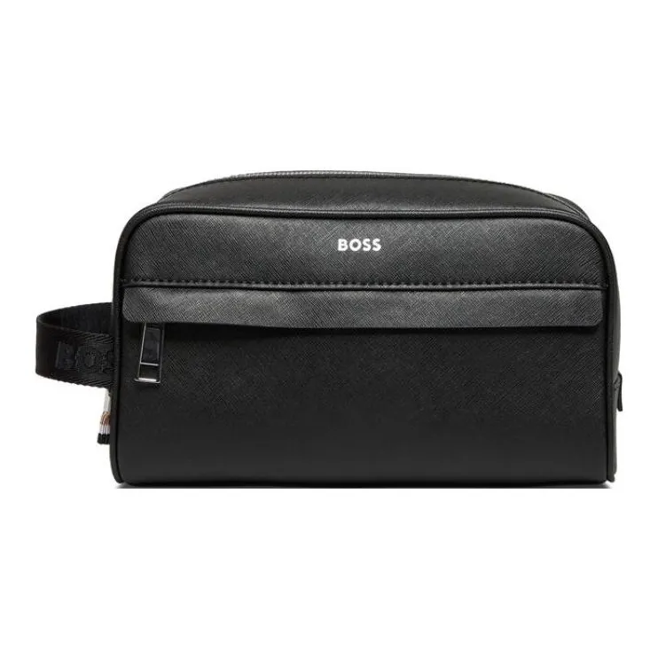 HUGO BOSS Leather Toiletry Bag Men's Black-0