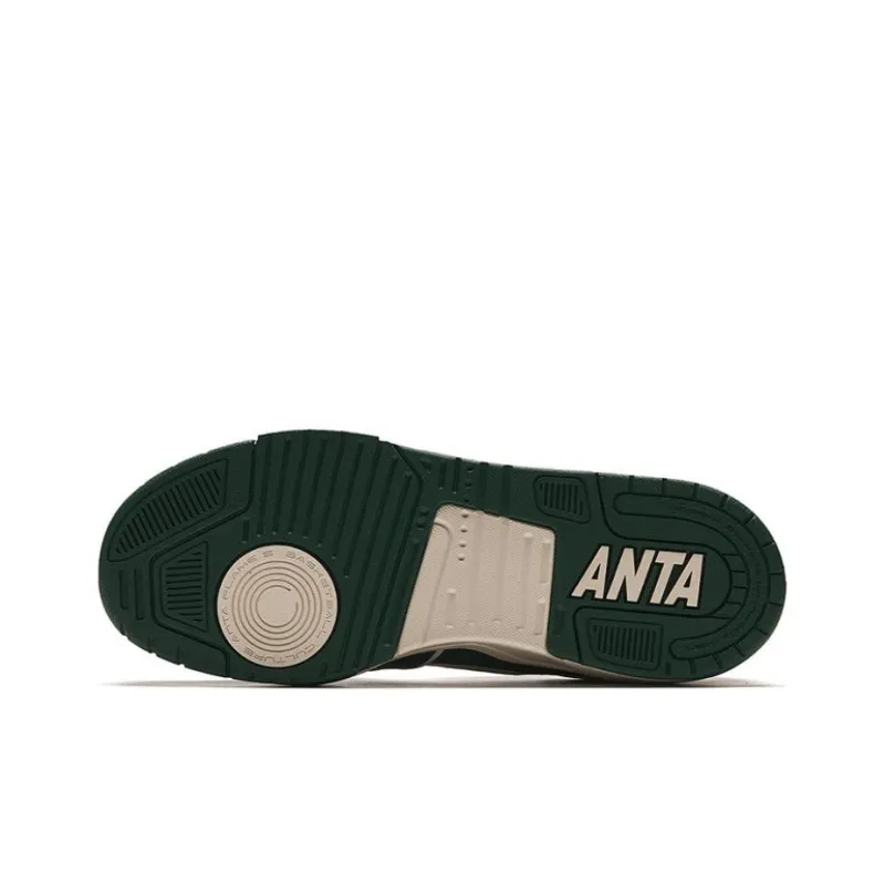 Anta Flame 5 Slip Resistant Low Top Skateboard Shoes Men's White Green-4