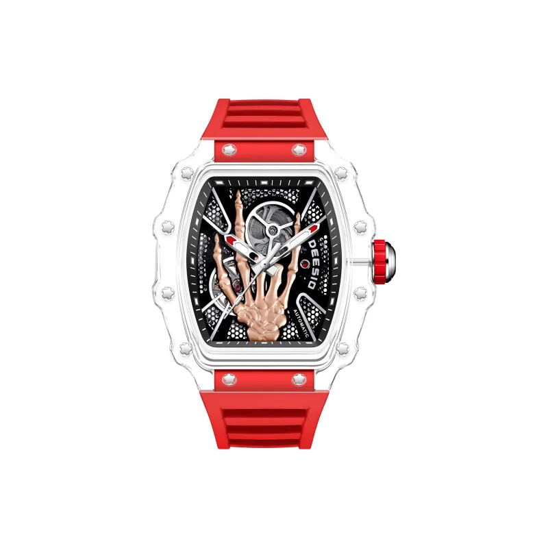 DEESIO Gold Finger Collection Automatic Mechanical Movement Rubber Strap Watch Men's Watches Black Dial-2
