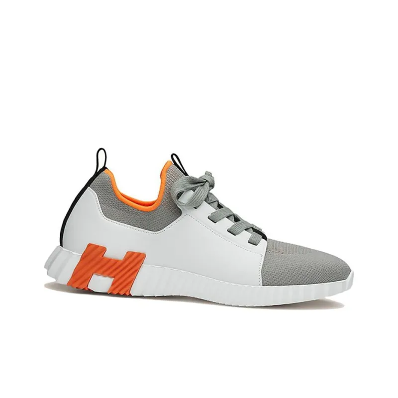 HERMES Depart Low Top Casual Shoes Men's Gray White Orange-1