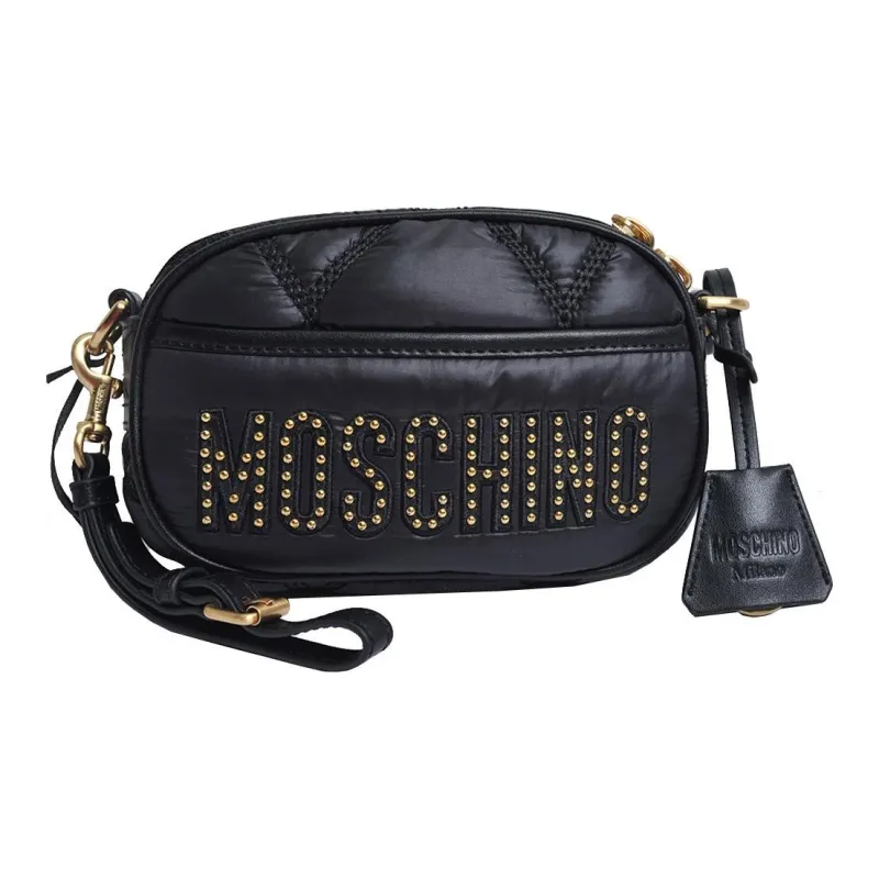 MOSCHINO Nylon With Cow Leather Shoulder Bag, Crossbody Bag Women's Black-1