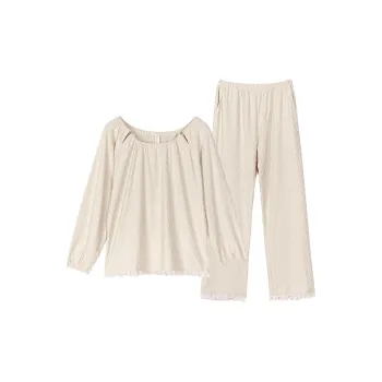 Song Qianya Pajama Set Women's Elegant Apricot Jacquard