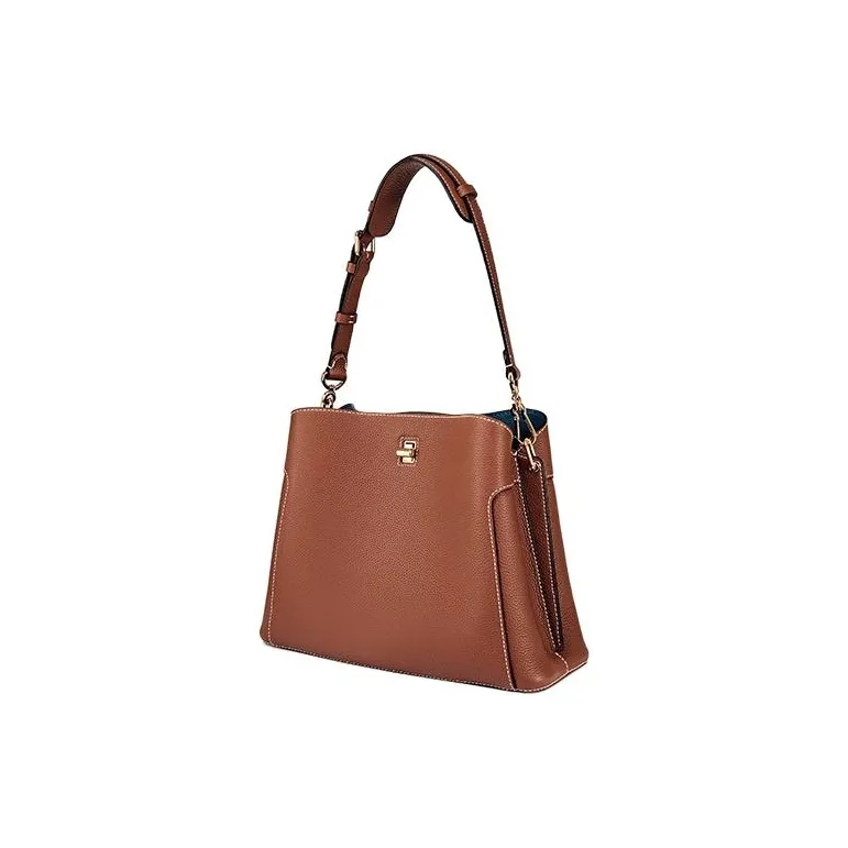 DISSONA Cow Leather Crossbody Handbag, Shoulder Bag Medium Size Women's Brown-1
