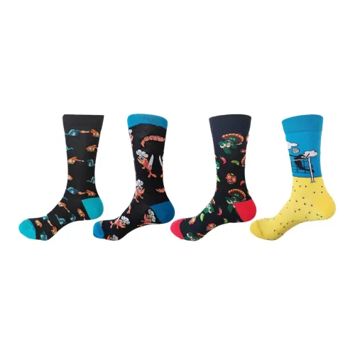 Flowers In Water Mid Calf Socks Men's 4 Pack