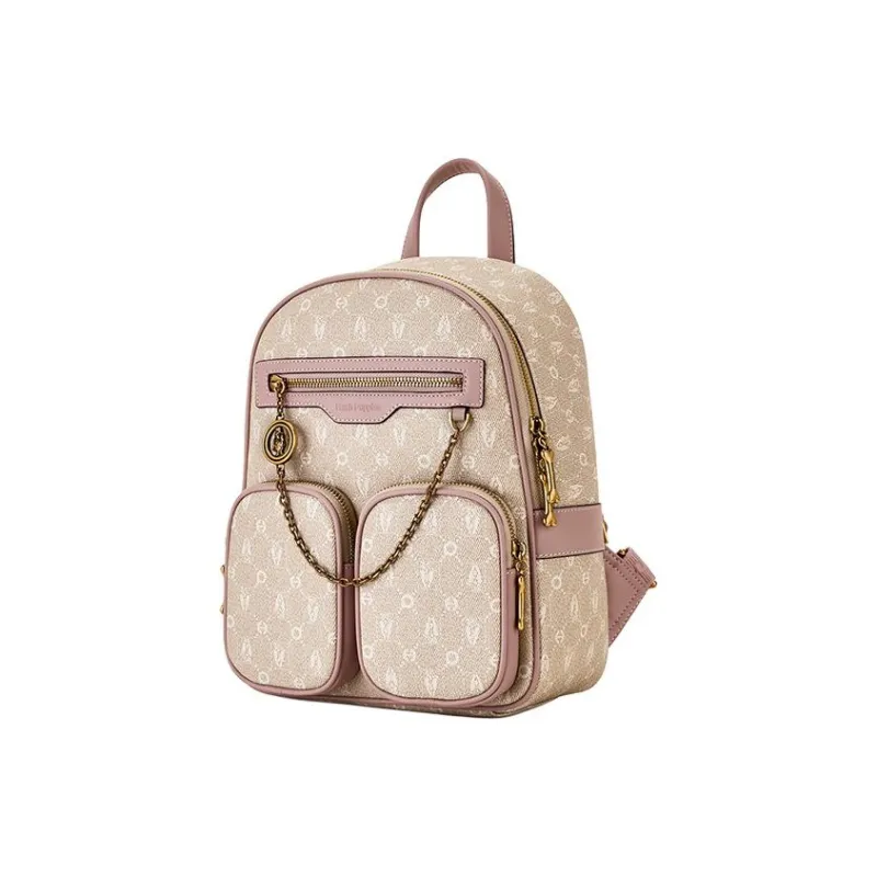 Hush Puppies Synthetic Leather Backpack Large Size Women's Coffee/Khaki/Apricot-9