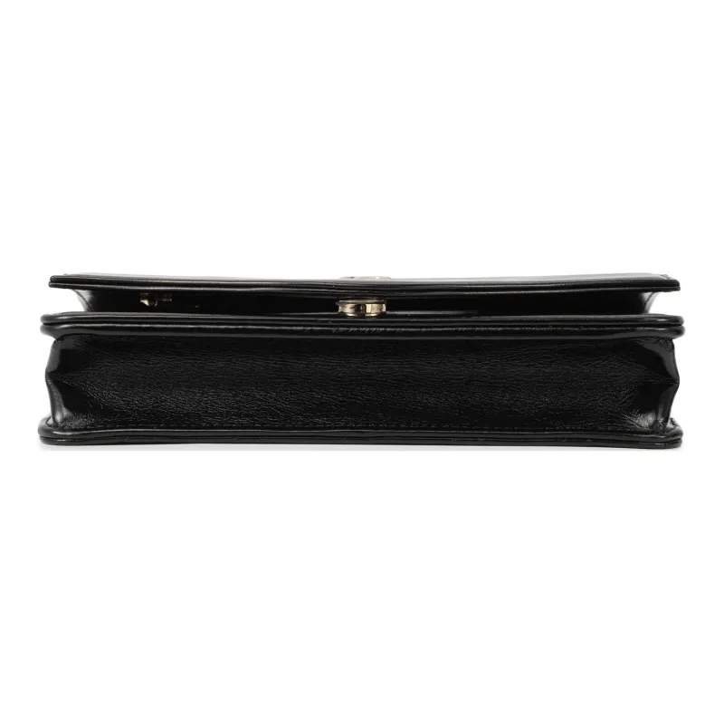 CHANEL Cow Leather One Shoulder Crossbody Clutch Women's Black-3