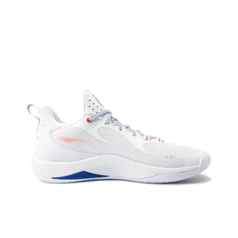 LiNing Shining CBA Xinjiang Team PE Anti Slip Wear Resistant Low Top Basketball Shoes Men's White Blue-1