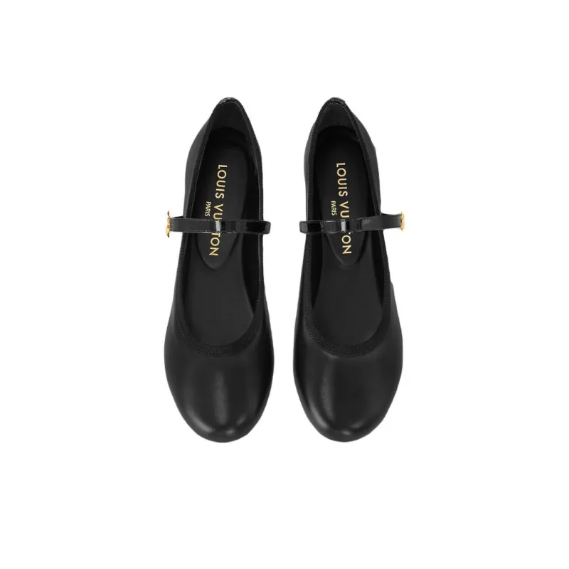 LOUIS VUITTON Romy Flat Mary Jane Shoes Women's Black-2
