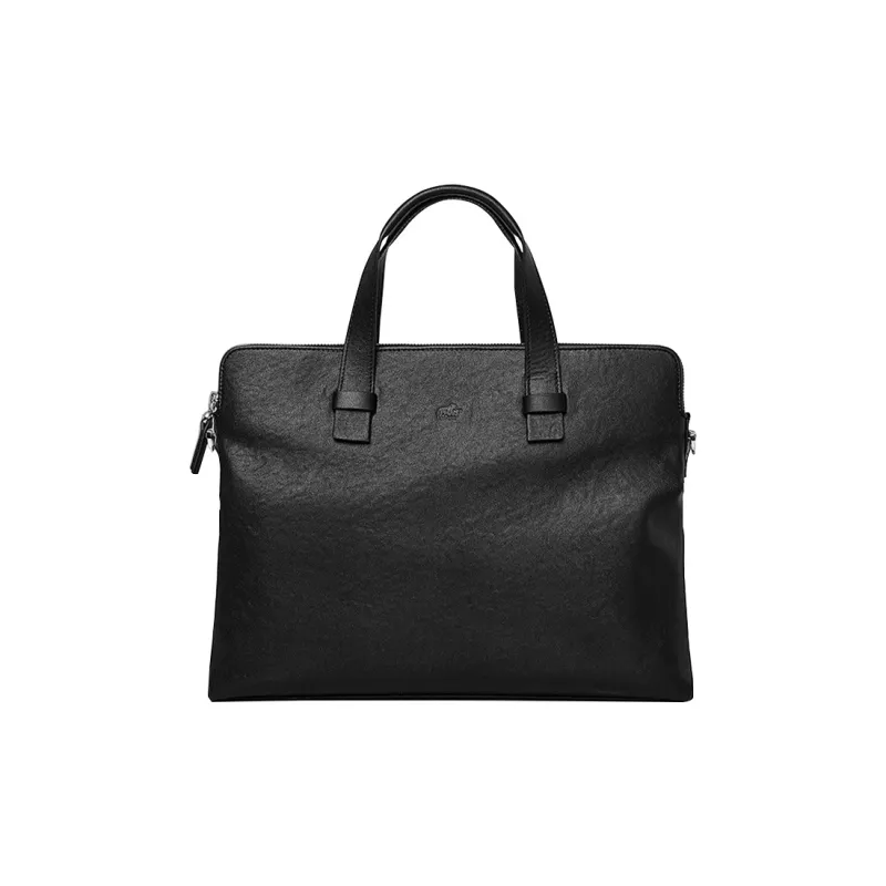 BISON DENIM Top Grain Cow Leather Handbags Briefcases Regular Men's Black-3