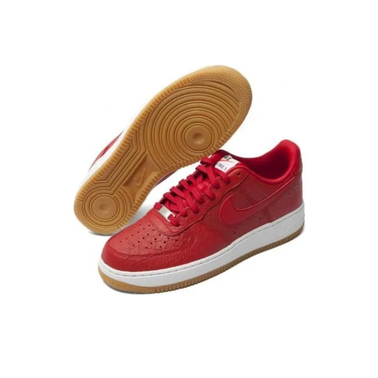 Nike Air Force 1 Python Anti Slip Wear Resistant Low Top Skateboard Shoes Men's Red-4