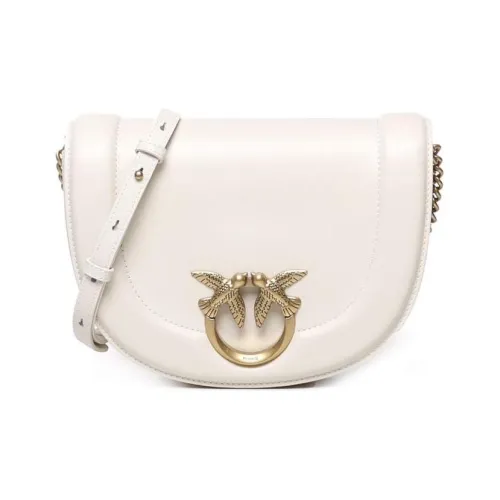 PINKO Love BagClick Collection Cow Leather Crossbody Bag, Shoulder Bag Women's White