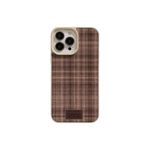 Mivana TPU Material Niche Beige Yellow Brown Plaid Pattern [Spray Oil] Phone Case For 'Apple/11/12/13/14/15promax'