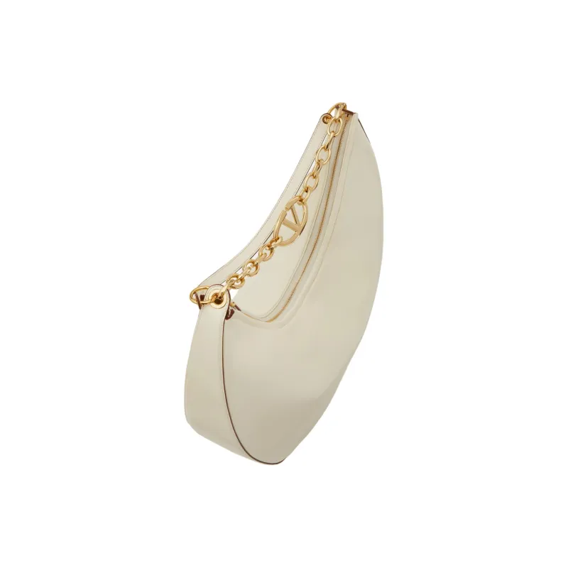 Valentino Vlogo Moon Nappa Leather Handbag Shoulder Bag Large Size Women's White-4