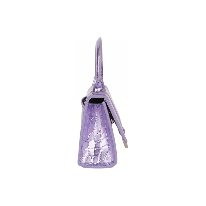 Balenciaga Hourglass Cow Leather Hourglass Bag Handbag Shoulder Bag Crossbody Bag Mini Women's Purple-2