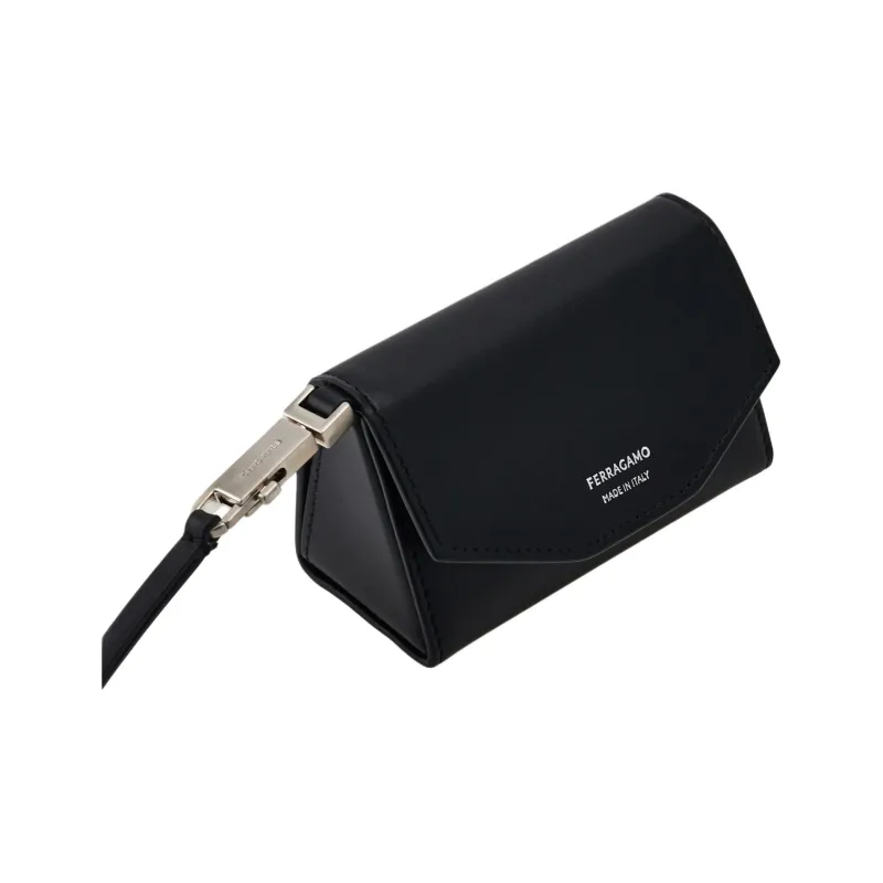 FERRAGAMO Palm Calfskin Clutch Men's Black-1