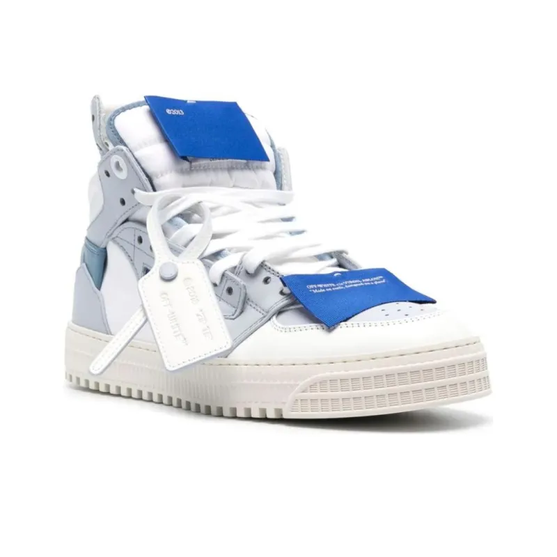 OFF WHITE High Top Skateboard Shoes Men's White Blue-2