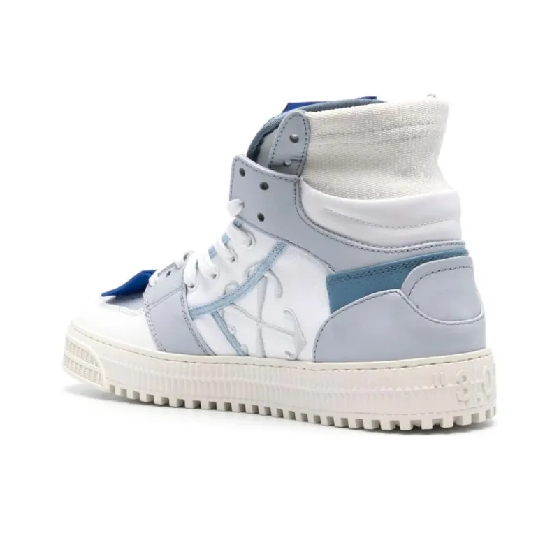 OFF WHITE High Top Skateboard Shoes Men's White Blue-3