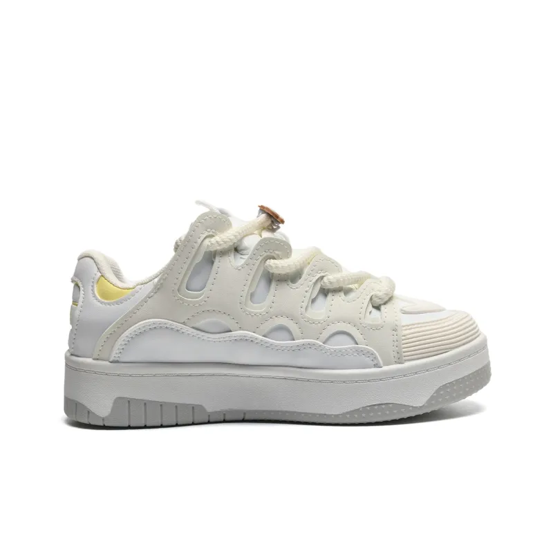 Anime Story Abrasion Resistant Breathable Slip Resistant Low Top Skateboard Shoes Women's White-4