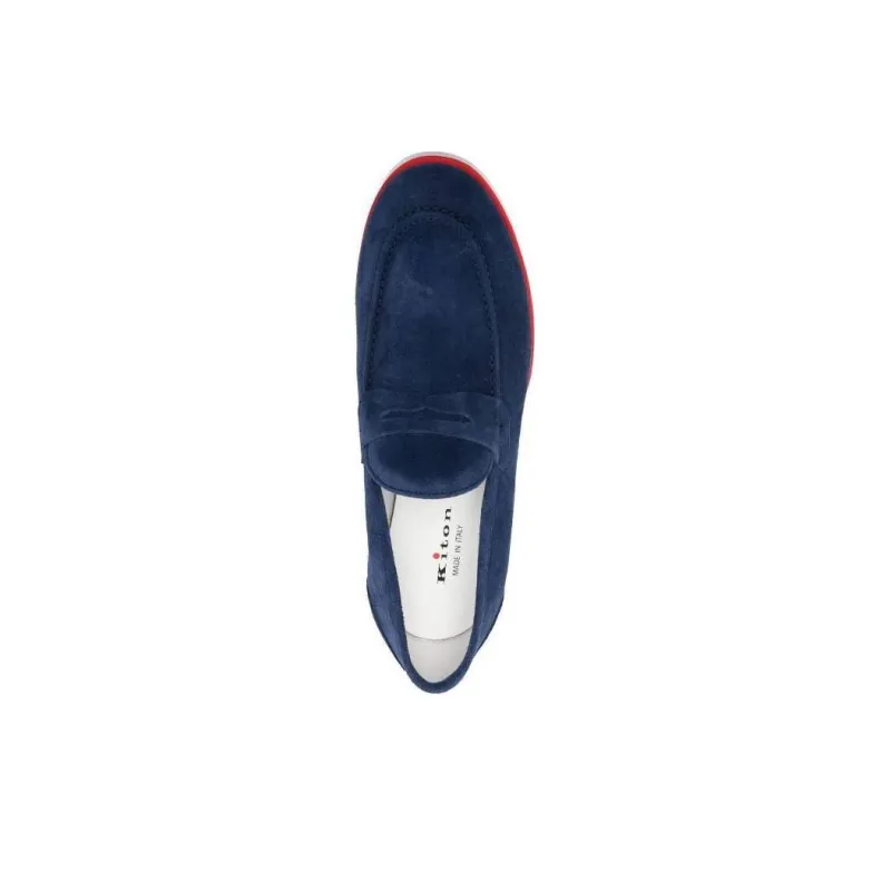 KITON Penny Slot Suede Loafers-4