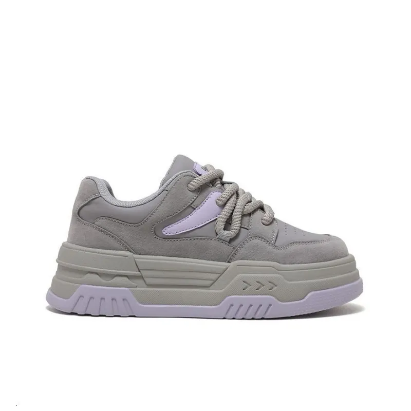 HUANQIU Wear-resistant And Lightweight Low-Top Skateboard Shoes Women's Gray Purple-2