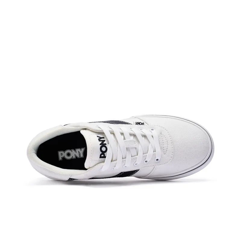 PONY SKATE Slip Resistant Cushioning Breathable Low Top Skateboard Shoes Unisex White Black-3