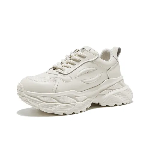 HUANAI Chunky Sneakers Women's Low-Top Beige