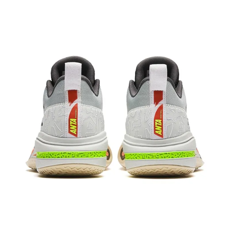 Anta Raid Slip Resistant Low Top Basketball Shoes Women's Gray Green-3