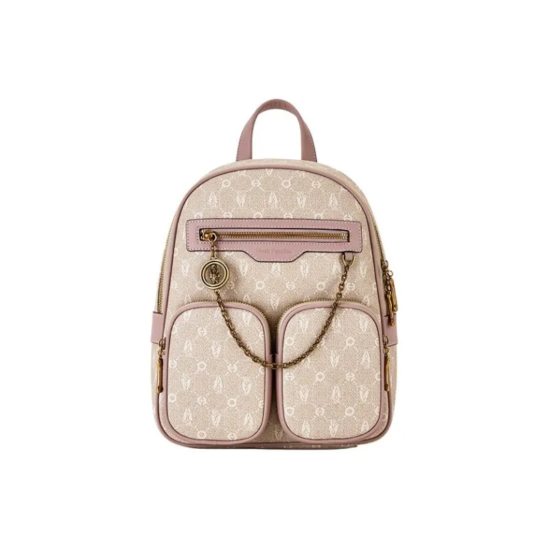 Hush Puppies Synthetic Leather Backpack Large Size Women's Coffee/Khaki/Apricot-8