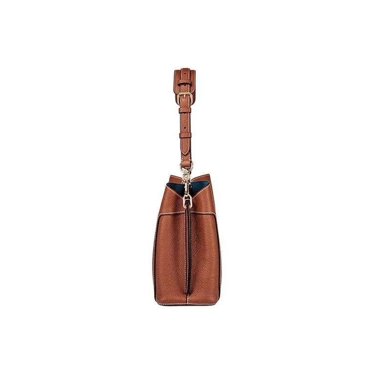 DISSONA Cow Leather Crossbody Handbag, Shoulder Bag Medium Size Women's Brown-2