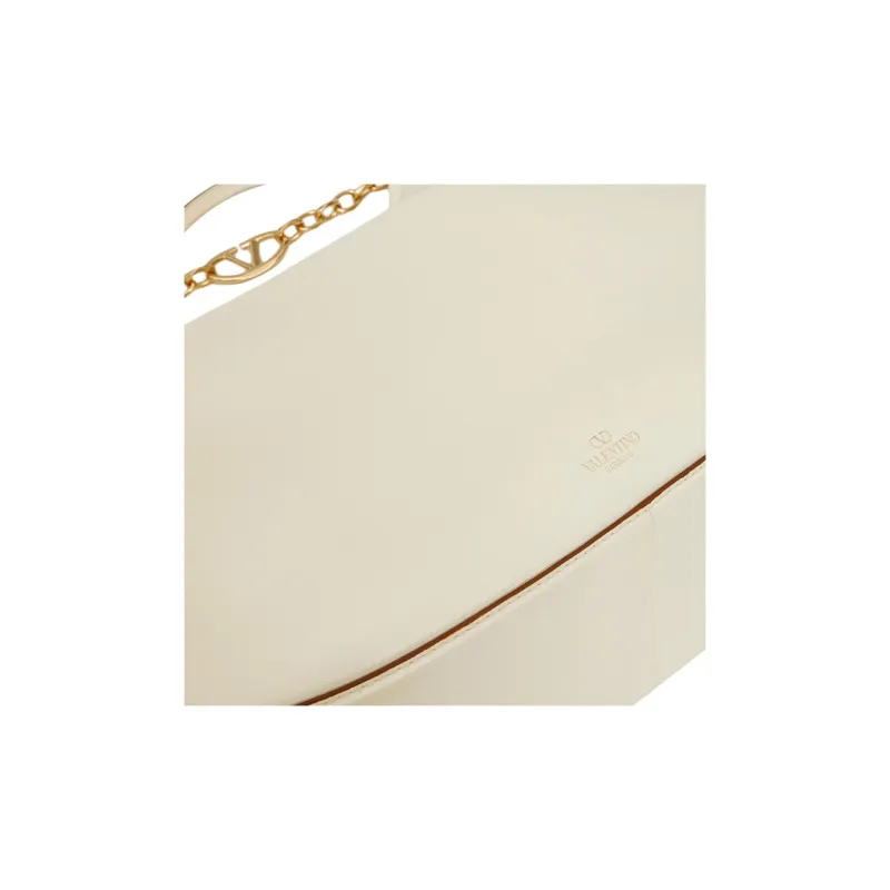 Valentino Vlogo Moon Nappa Leather Handbag Shoulder Bag Large Size Women's White-6