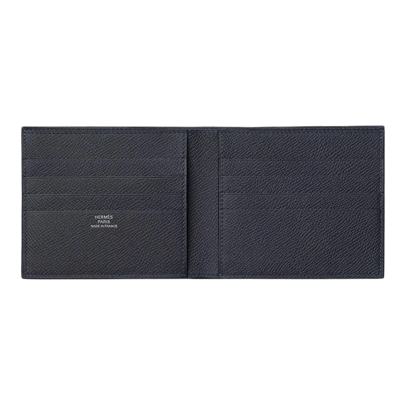 HERMES MC2 Epsom Calfskin Card Holder Wallet Unisex Black/Indigo-1