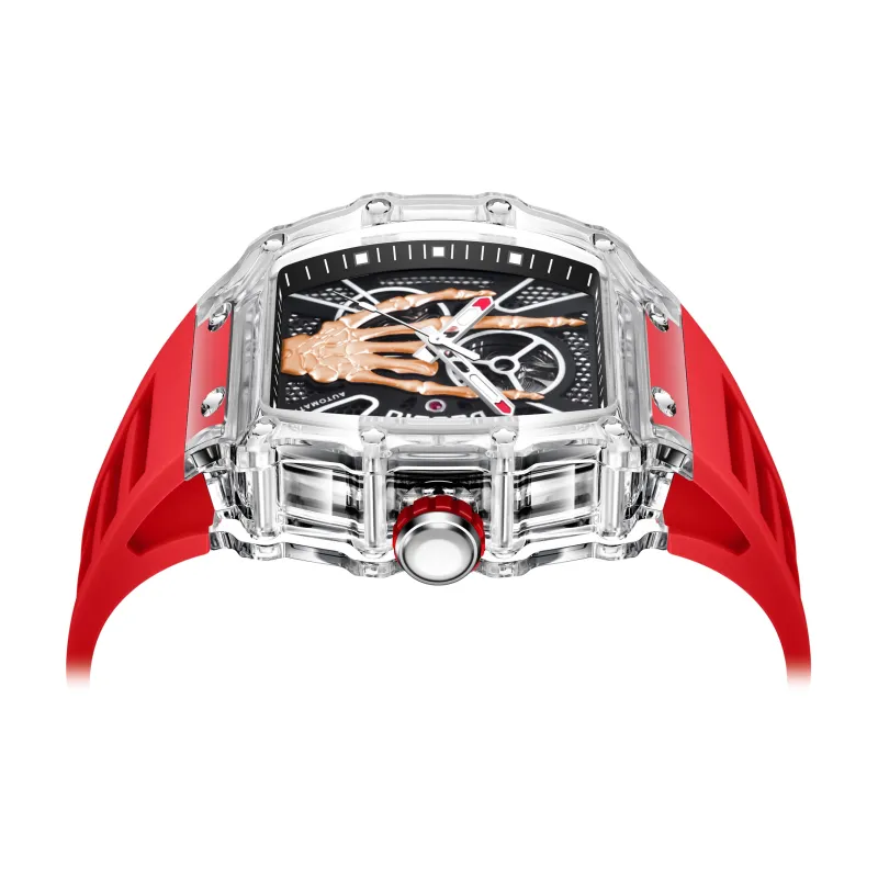 DEESIO Gold Finger Collection Automatic Mechanical Movement Rubber Strap Watch Men's Watches Black Dial-4