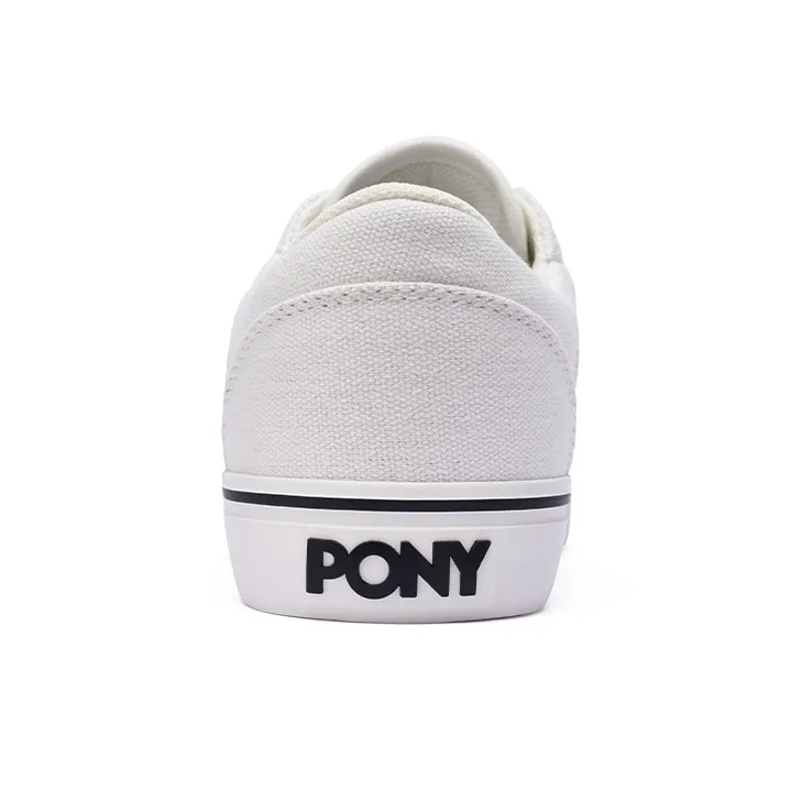PONY SKATE Slip Resistant Cushioning Breathable Low Top Skateboard Shoes Unisex White Black-4