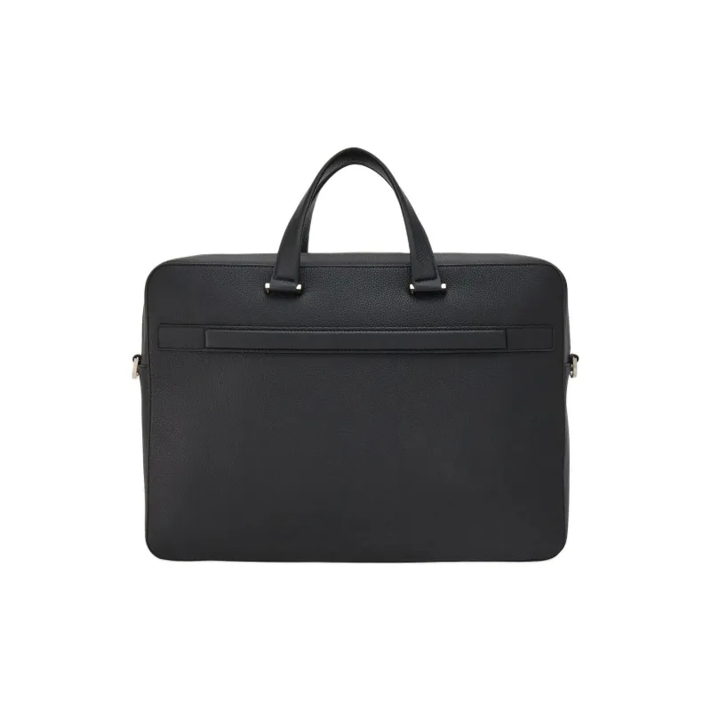 FERRAGAMO GANCINI Stamped Calfskin Handbags Briefcases Men's Black-2