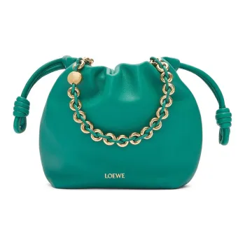 LOEWE Flamenco Nappa Sheepskin One Shoulder Crossbody Clutch Mini Women's Emerald Green