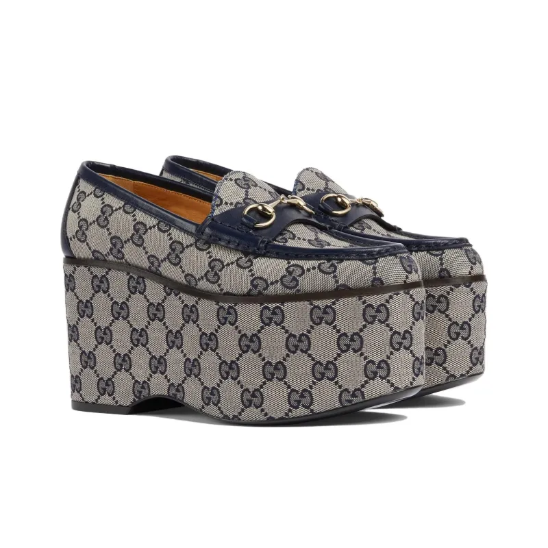 GUCCI Horsebit Loafers 9cm Women's Taupe-2