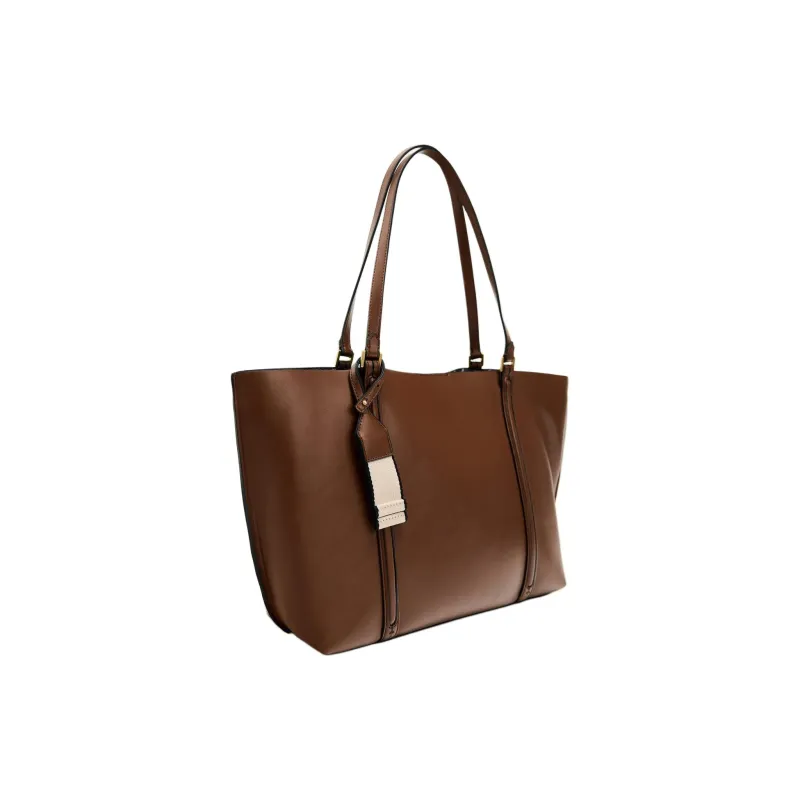 ZARA Polyurethane Tote Bag Shopping Bag Handbag Shoulder Bag Women's Brown-1