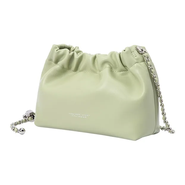 SEM/R Solid Color Synthetic Leather With PU Cloud Tofu Bag Crossbody Bag Small Size Women's Ecru/Pink/Green/Black-1
