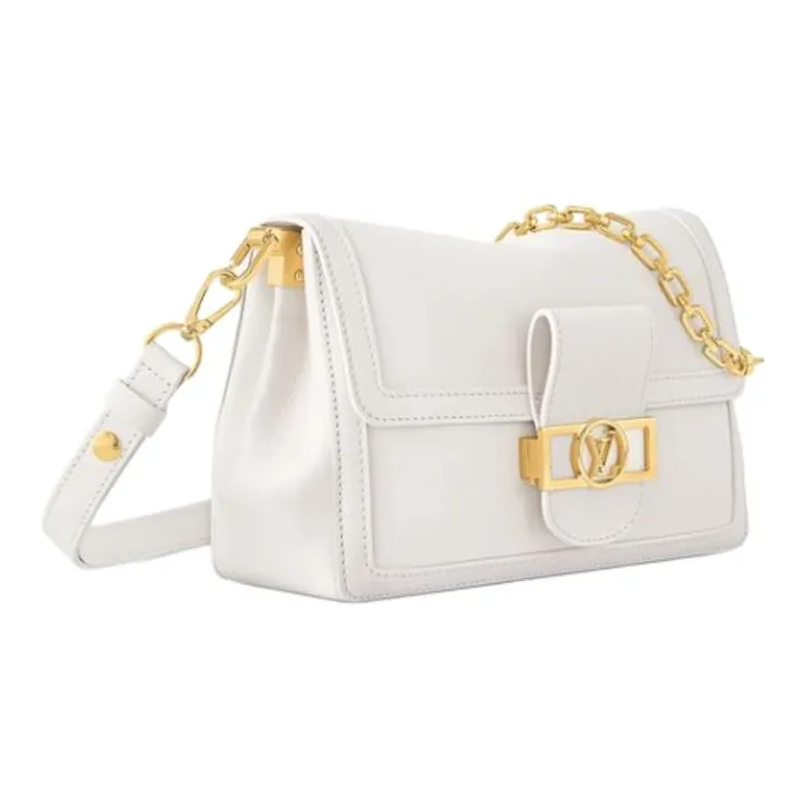 LOUIS VUITTON Dauphine Leather Shoulder Bag Crossbody Bag Medium Size Women's White-1