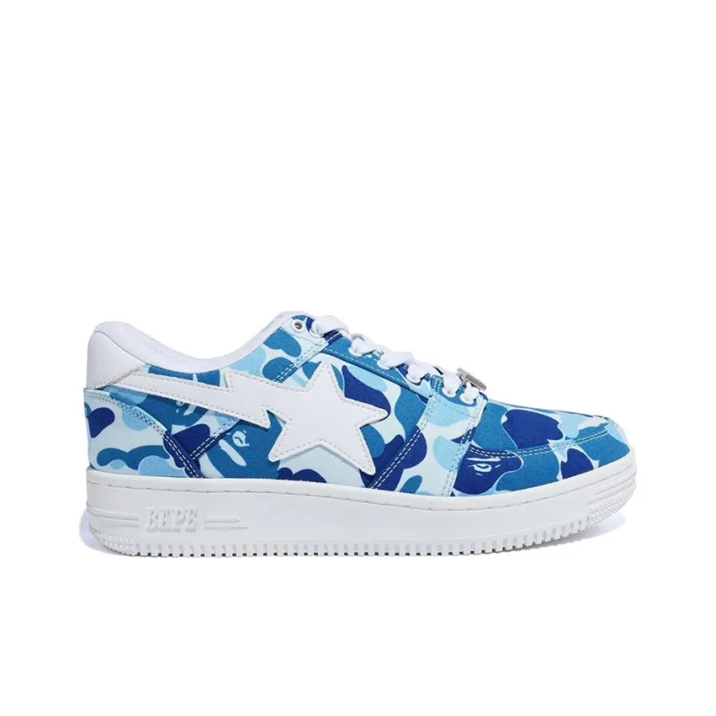 A BATHING APE ABC Camo Bape Sta Low Low Top Stylish Skateboarding Shoes Men's Blue-1